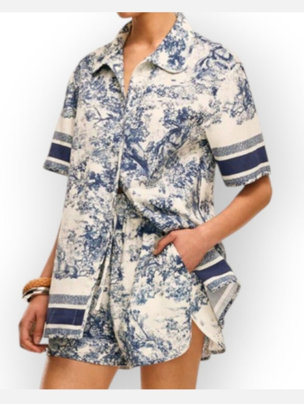 Commense L floral Toile De Jouy Print Top Blouse